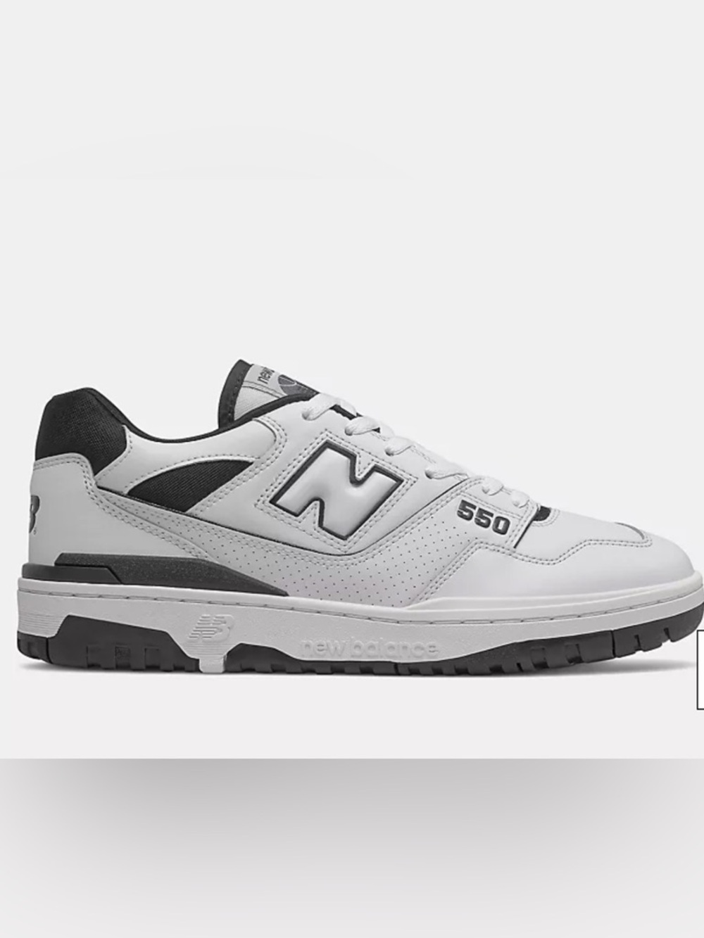 New Balance 550 White and Black Retro Trainer